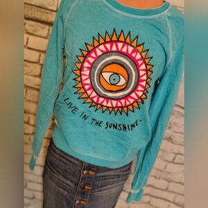Spiritual Gangster third eye Live in the Sunshine popover Sweatshirt distressed